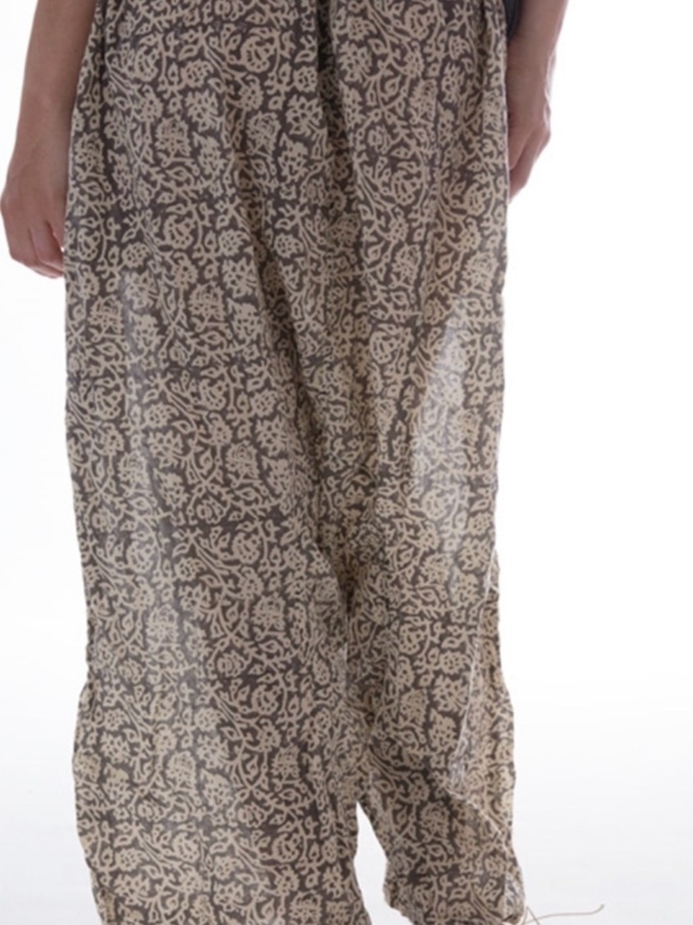 Magnolia Pearl.  Women's Printed Relaxed Harem Pants - Beige Floral - Picture 2 of 5